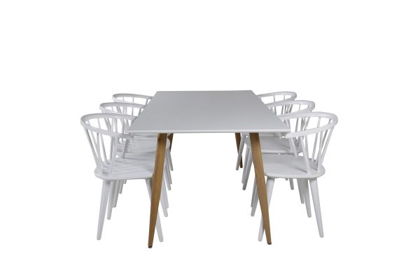 Imagine Masa de dining Polar - Ek-Look / Alb - 180*90*H75 + Scaun de dining Bullerbyn - Alb _6