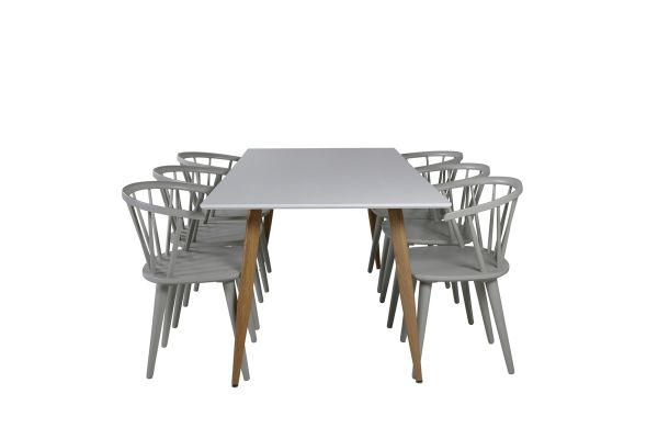 Imagine Masa de dining Polar - Design Ek / Alb - 180*90*H75 + Scaun de dining Bullerbyn - Gri deschis _6