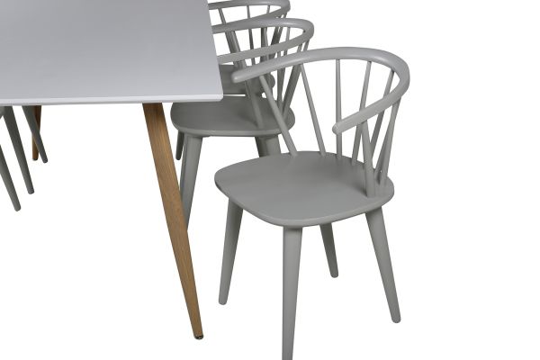 Imagine Masa de dining Polar - Design Ek / Alb - 180*90*H75 + Scaun de dining Bullerbyn - Gri deschis _6