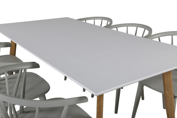 Imagine Masa de dining Polar - Design Ek / Alb - 180*90*H75 + Scaun de dining Bullerbyn - Gri deschis _6