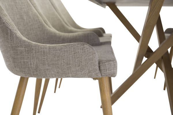 Imagine Piazza Matbord - Ek-look / svart - 180*90*75 +Plaza - Dining Chair - Oak/Light Grey _6