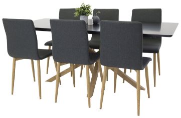 Imagine Masa de dining Piazza in stil clasic - Ek-look / negru - 180*90*75 + Scaun de dining Windu - Ek-Look / Gri inchis_6