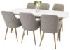 Imagine Tabel Polar Elipsa - 240cm Alb / Stejar + 6 scaune de dining Comfort - Stejar / Gri deschis