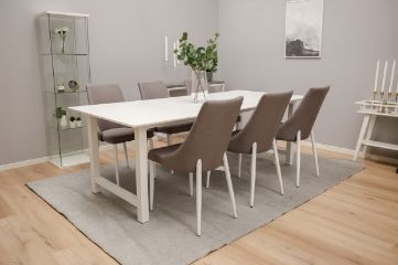 Imagine Masa de dining Count - Vit - 220*100*H75 +Leone 2.0 Polar Grey - Picioare albe _6