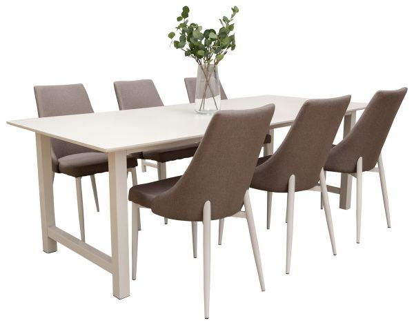 Imagine Masa de dining Count - Vit - 220*100*H75 +Leone 2.0 Polar Grey - Picioare albe _6