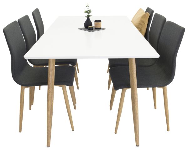 Imagine Masa de dining Polar - Ek-Look / Alb - 180*90*H75 + Scaun de dining Windu - Ek-Look / Gri Inchis_6