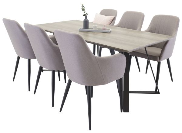 Imagine Masa de dining Marina - 180*90*H75 - Gri / Negru + Scaun Comfort Polar gri - Picioare Negre _6