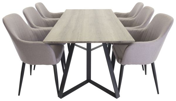 Imagine Masa de dining Marina - 180*90*H75 - Gri / Negru + Scaun Comfort Polar gri - Picioare Negre _6