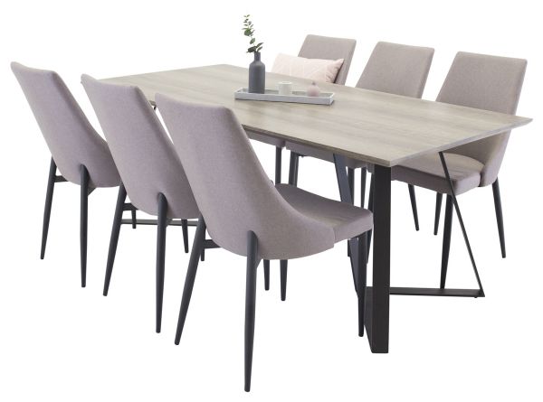 Imagine Masa de dining Marina - 180*90*H75 - Gri/Negru + Leone 2.0 Polar Gri - Picioare NEGRE _6