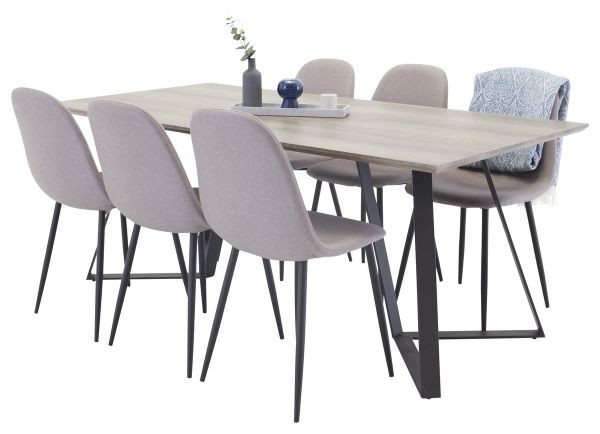 Imagine Masa de dining Marina - 180*90*H75 - Gri/Negru + Scaun Polar - material gri, picioare negre _6