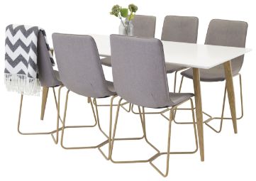 Imagine Masa de dining Polar - Ek-Look / Alb - 180*90*H75 + Scaun X - Gri / Stejar _6