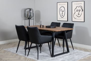 Imagine Masa de dining Inca - 160/200*85*H75 - Stejar/Negru +Comfort - Scaun de dining - Stejar/Negru