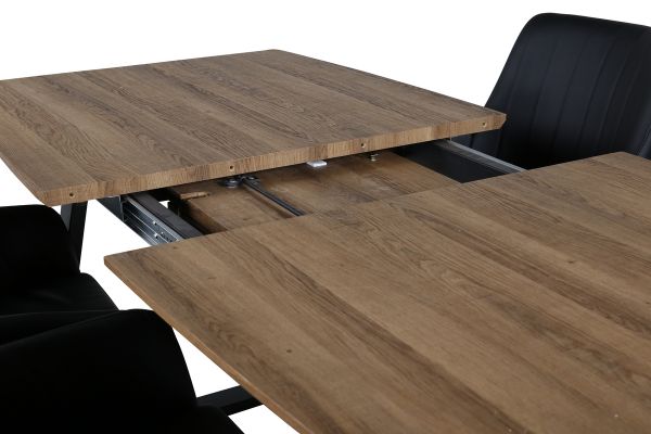 Imagine Masa de dining Inca - 160/200*85*H75 - Stejar/Negru +Comfort - Scaun de dining - Stejar/Negru