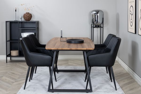 Imagine Masa de dining Inca - 160/200*85*H75 - Stejar/Negru +Comfort - Scaun de dining - Stejar/Negru