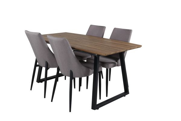 Imagine Masa de dining Inca - 160/200*85*H75 - Stejar/Negru +Leone 2.0 Gri Polar - Picioare NEGRE _4