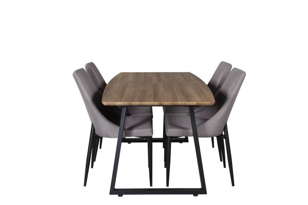 Imagine Masa de dining Inca - 160/200*85*H75 - Stejar/Negru +Leone 2.0 Gri Polar - Picioare NEGRE _4