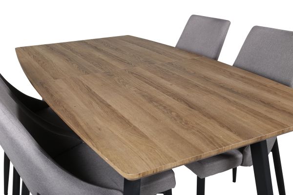 Imagine Masa de dining Inca - 160/200*85*H75 - Stejar/Negru +Leone 2.0 Gri Polar - Picioare NEGRE _4