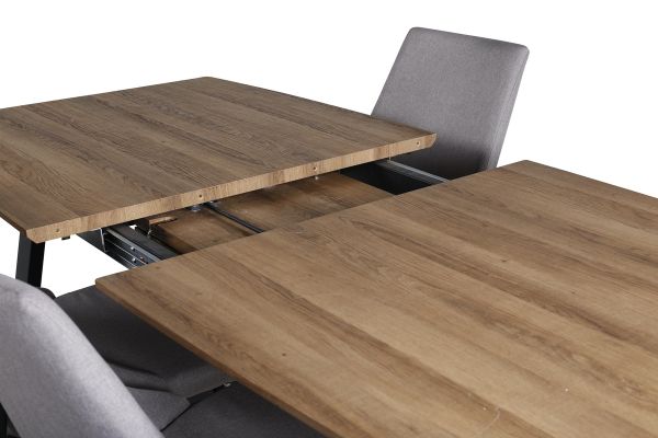 Imagine Masa de dining Inca - 160/200*85*H75 - Stejar/Negru +Leone 2.0 Gri Polar - Picioare NEGRE _4