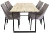 Imagine Masa de dining Cirebon 200*90cm - Teak / Negru + Leone 2.0 Gri Polar - Picioare NEGRE