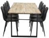 Imagine Masa de dining Cirebon 200*90cm - Teak / Negru - Scaun de dining Polar Negru PU 8