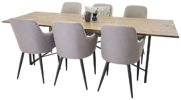 Imagine Masa de dining Padang - Lemn de tek negru / închis - 250*100*H76 + Scaun Comfort gri polar - Picioare negre _6