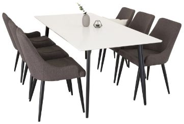 Imagine Vă rugăm să traduceți complet "Polar Matbord - Svart / Vit- 180*90*H75 +Plaza - Dining chair - Black/Dark grey _6