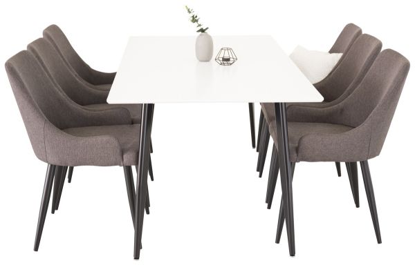 Imagine Vă rugăm să traduceți complet "Polar Matbord - Svart / Vit- 180*90*H75 +Plaza - Dining chair - Black/Dark grey _6