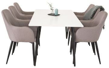 Imagine Masa de dining Polar - Negru / Alb - 180*90*H75 + Scaun Comfort Polar gri - Picioare negre_6