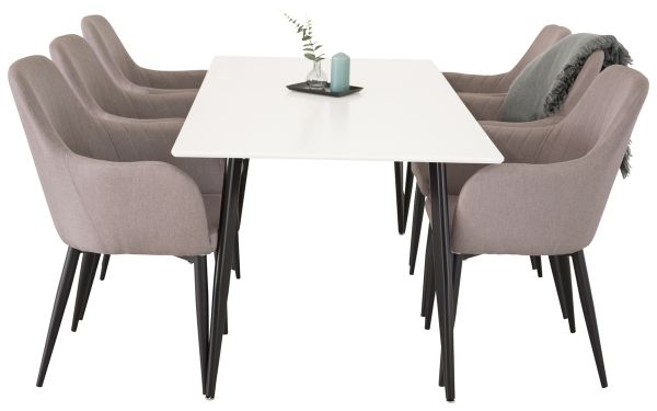 Imagine Masa de dining Polar - Negru / Alb - 180*90*H75 + Scaun Comfort Polar gri - Picioare negre_6