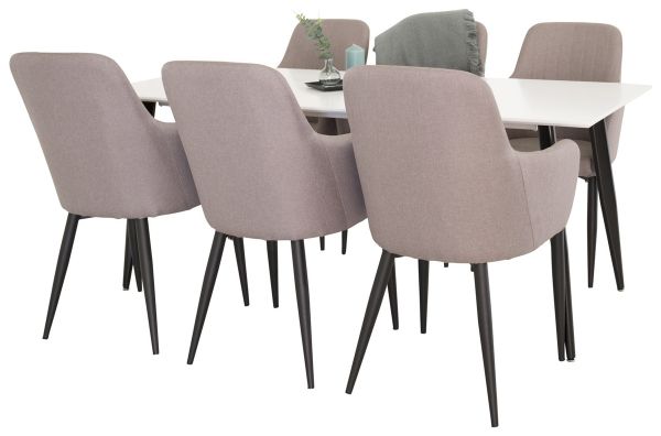 Imagine Masa de dining Polar - Negru / Alb - 180*90*H75 + Scaun Comfort Polar gri - Picioare negre_6