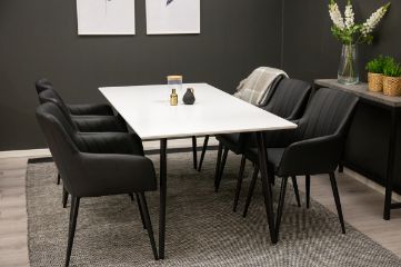 Imagine Masa de dining Polar - Negru / Alb - 180*90*H75 + Scaun de dining Comfort - Stejar / Negru _6