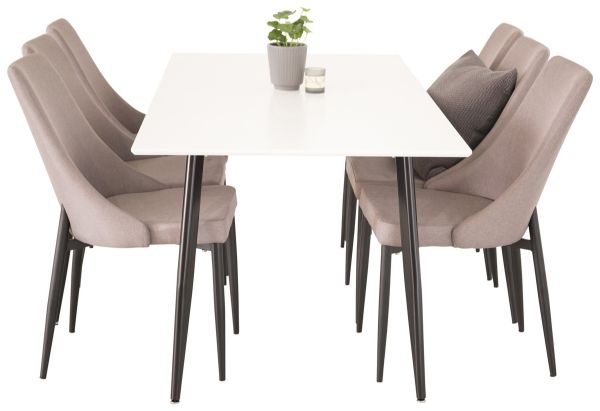 Imagine Masa de dining Polar - Negru / Alb- 180*90*H75 + Leone 2.0 Polar Grey - Picioare NEGRE _6