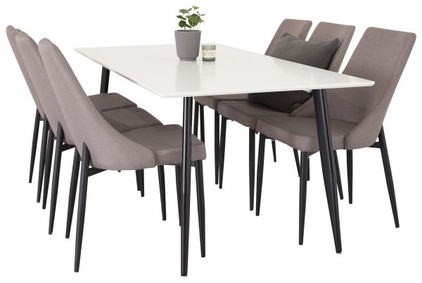 Imagine Masa de dining Polar - Negru / Alb- 180*90*H75 + Leone 2.0 Polar Grey - Picioare NEGRE _6