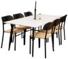 Imagine Masa de dining Polar - Negru / Alb - 180*90*H75 + Scaun de dining Polly - Negru / Natural - 6