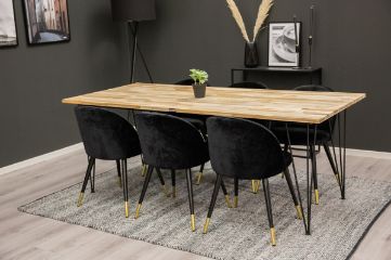 Imagine Masa de dining Bali - Negru / Lemn natural - 200*90*H75+Velvet Brass Black_6