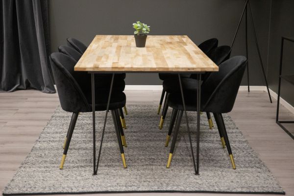 Imagine Masa de dining Bali - Negru / Lemn natural - 200*90*H75+Velvet Brass Black_6