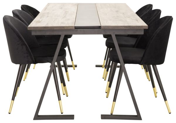 Imagine Jakarta Matbord - Svart / mörk Teak - 200*90*H75+Velvet Brass Black_6