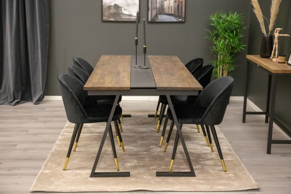 Imagine Jakarta Matbord - Svart / mörk Teak - 200*90*H75+Velvet Brass Black_6