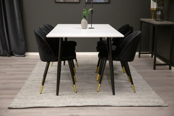 Imagine Masa de dining Polar - Negru / Alb - 180*90*H75+Velvet Brass Black_6