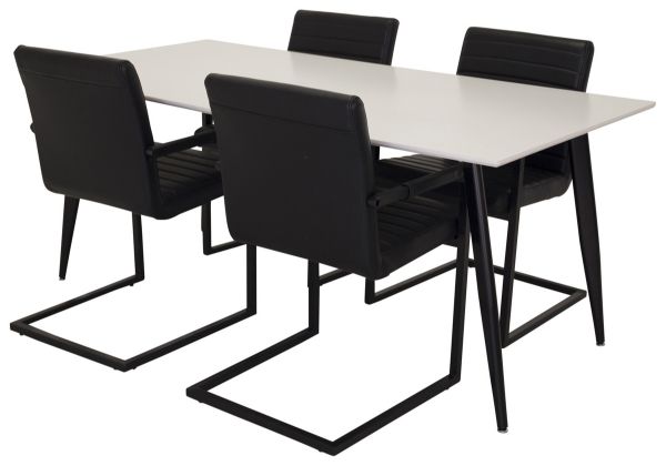 Imagine Masa de dining Polar - Negru / Alb - 180*90*H75 + Scaun de dining Art - Negru / PU Negru_4