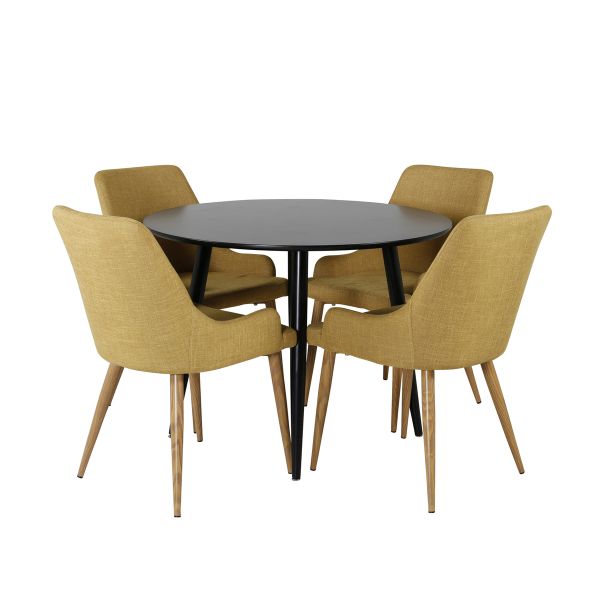 Imagine Plaza - Dining table - 100 ø - Black/Black +Plaza - Dining chair - Mustard _4