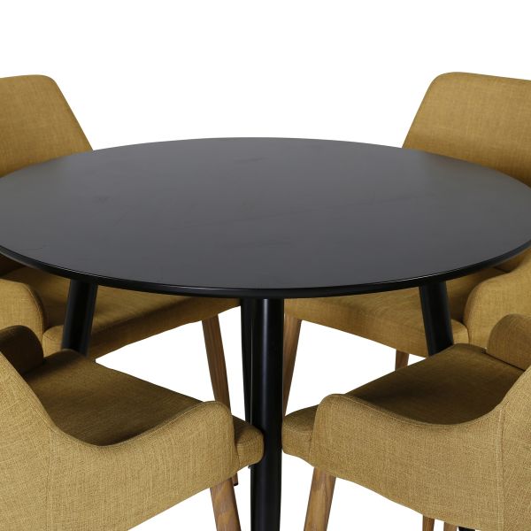 Imagine Plaza - Dining table - 100 ø - Black/Black +Plaza - Dining chair - Mustard _4