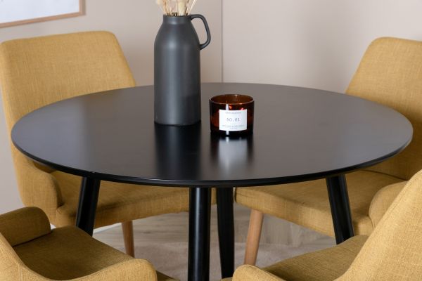 Imagine Plaza - Dining table - 100 ø - Black/Black +Plaza - Dining chair - Mustard _4