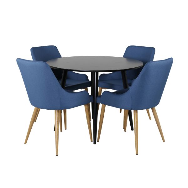 Imagine Plaza - Dining table - 100 ø - Black/Black +Plaza - Dining chair - Blue / Oak _4