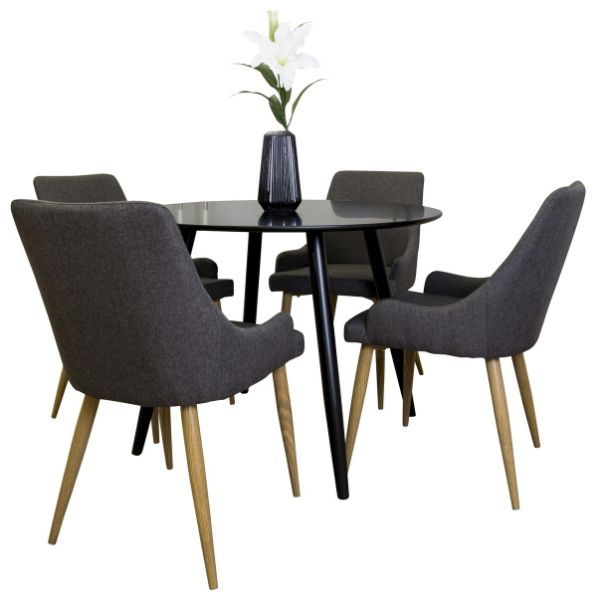 Imagine Vă rugăm să traduceți complet Plaza - Dining table - 100 ø - Negru/Negru +Plaza - Dining chair - Gri închis _4