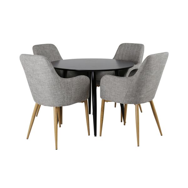 Imagine Plaza - Masă de dining - 100 ø - Negru/Negru +Comfort - Scaun de dining - Stejar/Gri deschis _4