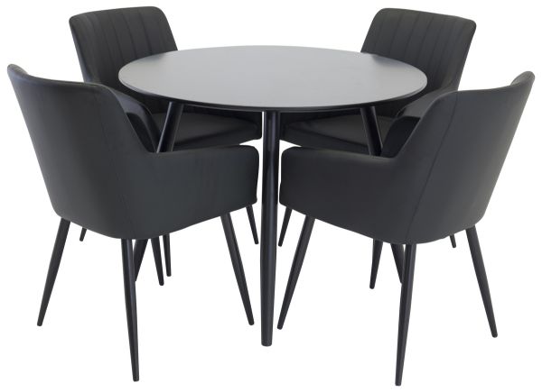 Imagine Plaza - Masă de dining - 100 ø - Negru/Negru + Comfort - Scaun de dining - Stejar/Negru _4