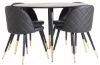 Imagine Masa de dining Dipp - 115cm - Furnir negru / picioare negre cu bronz + scaune de dining Velvet