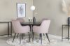 Imagine Vă rugăm să traduceți complet Dipp Dining Table - 115cm - Black Veneer / black legs w brass dipp + Comfort Dining Chair - Black Legs / Dusty Pink Corduroy _4