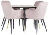 Imagine Vă rugăm să traduceți complet Dipp Dining Table - 115cm - Black Veneer / black legs w brass dipp + Comfort Dining Chair - Black Legs / Dusty Pink Corduroy _4